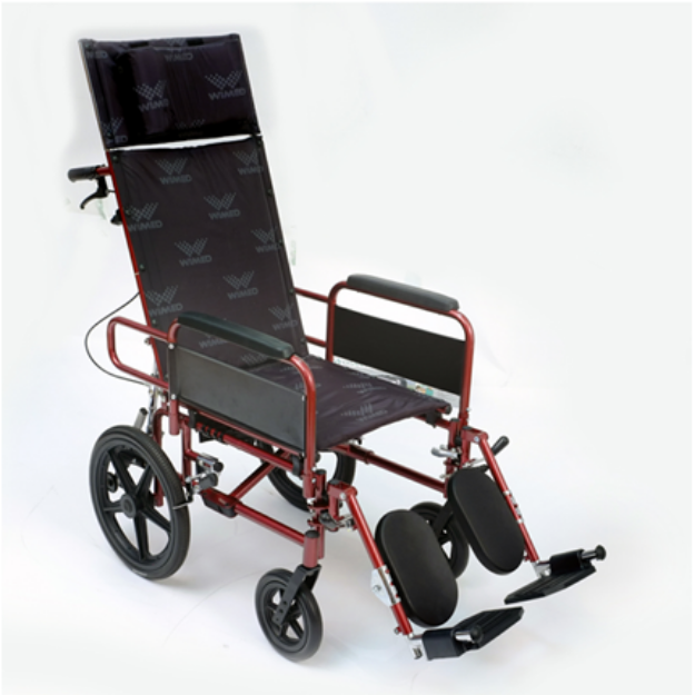 Picture of Carrozzina RECLINING TRANSIT seduta da 40cm a  46cm - bordeaux - Wimed