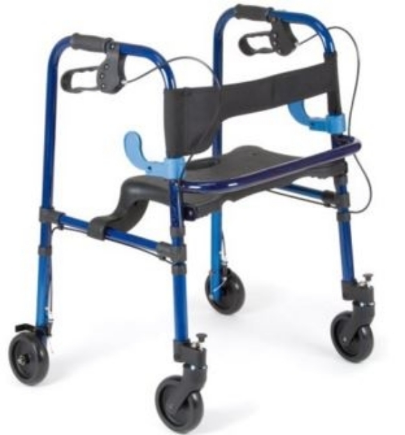 Picture of Rollator con 2 ruote  piroettanti con blocco 2 ruote fisse con freni altezza regolabile pieghevole con due leve in alluminio - Mopedia cod RP751