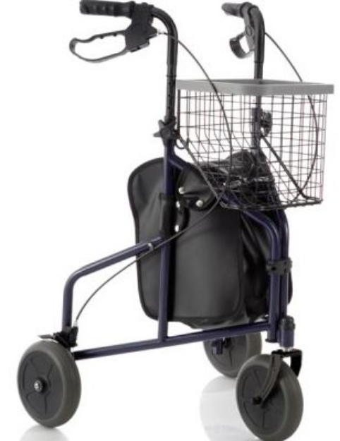 Picture of Deambulatori Rollators 3 ruote piegevole completo di cestino vassoio e borsa in acciaio verniciato - Mopedia Cod. RP685B