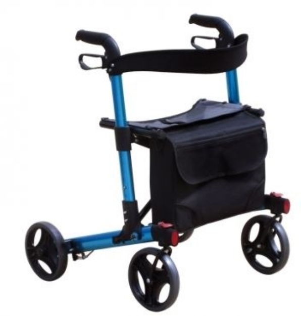 Picture of Rollator Atene in alluminio ruote anteriori piroettanti o fisse piano seduta in nylon schienale in poliestere sacca porta oggetti struttura pieghevole - Intermedi - Cod RA-215162