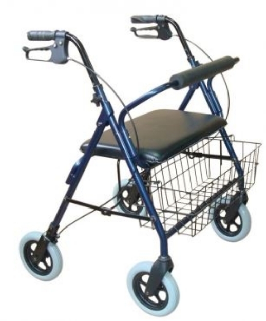 Picture of Rollator Kiev in allumunio struttura BARIATRICA ruote anteriori piroettanti cestino e poggiaschiena imbottito struttura pieghevole - Intermedi - Cod RA-215157B