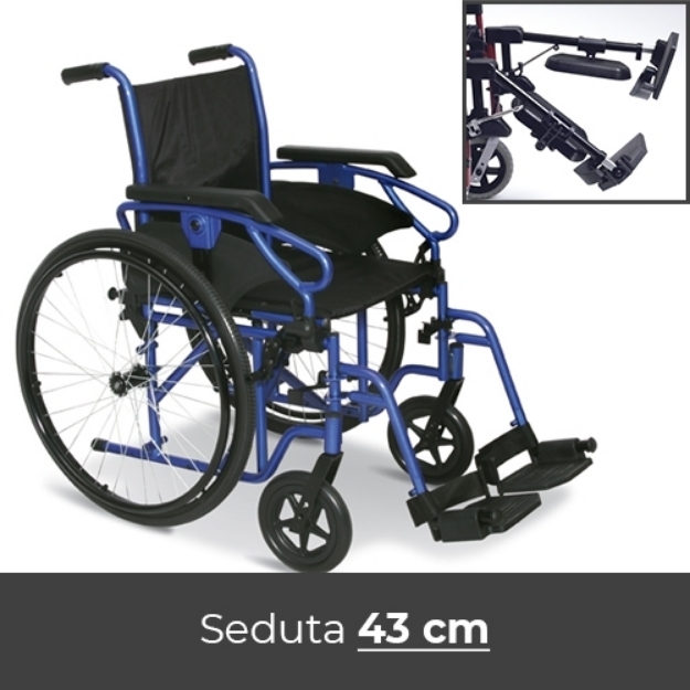 Noleggio sedia a rotelle con pedane elevabili 43cm
